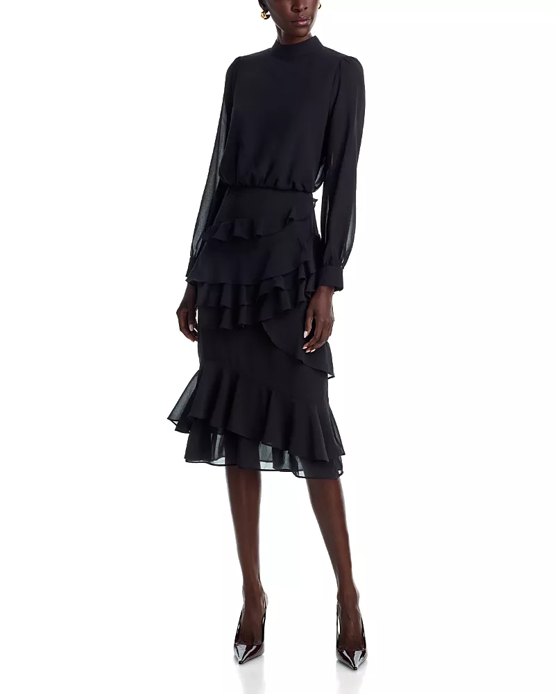 Area Stars Evelyn Mock Neck Midi Dress
