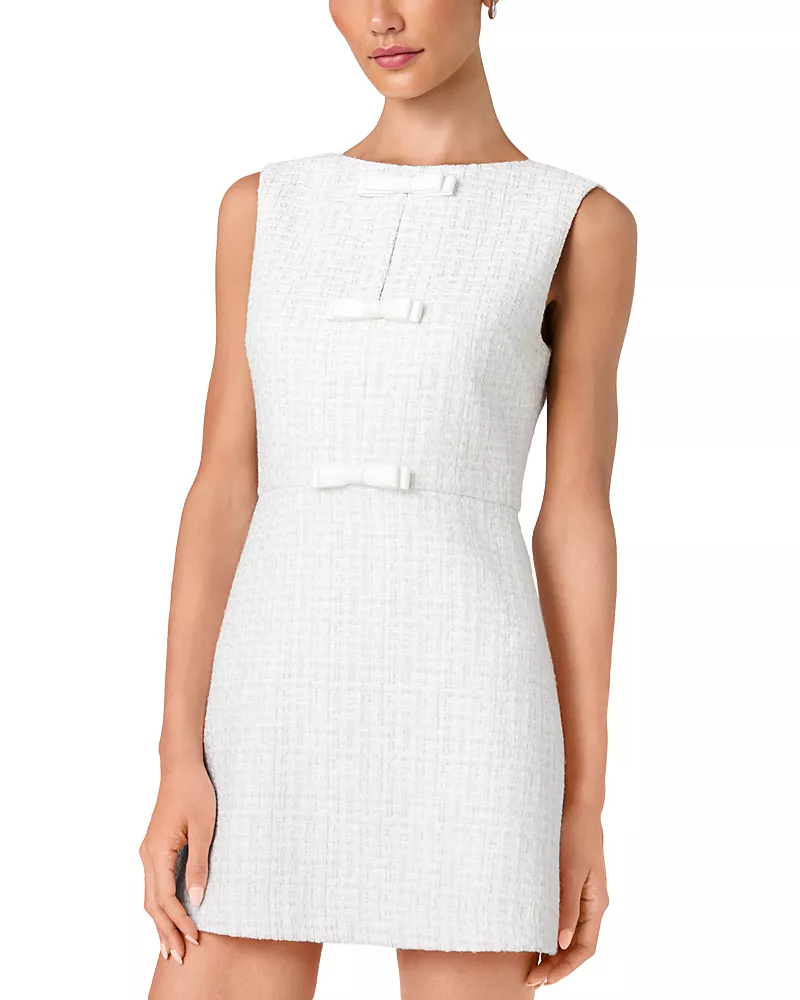 French Connection Scattered Tinsel Bow Trim Mini Dress