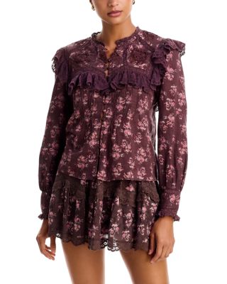 Zephyra Cotton Lace Trim Blouse