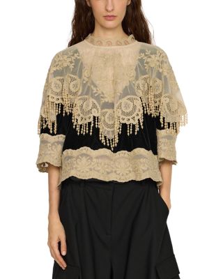 Lisetta Embellished Lace Overlay Top