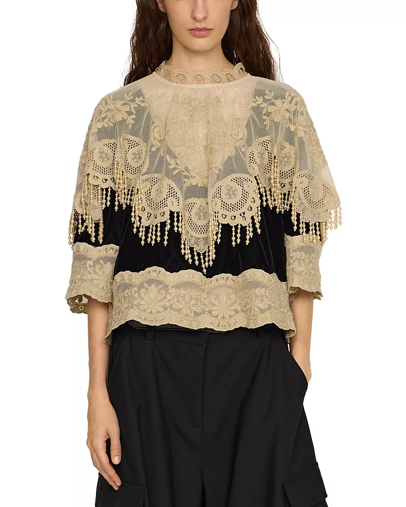 Sea Lisetta Embellished Lace Overlay Top