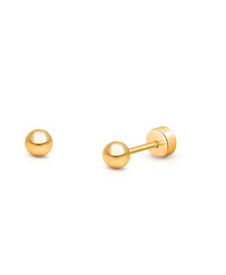 Girls' 14K Gold on Titanium Classic Round Stud Earrings - Baby, Little Kid, Big Kid