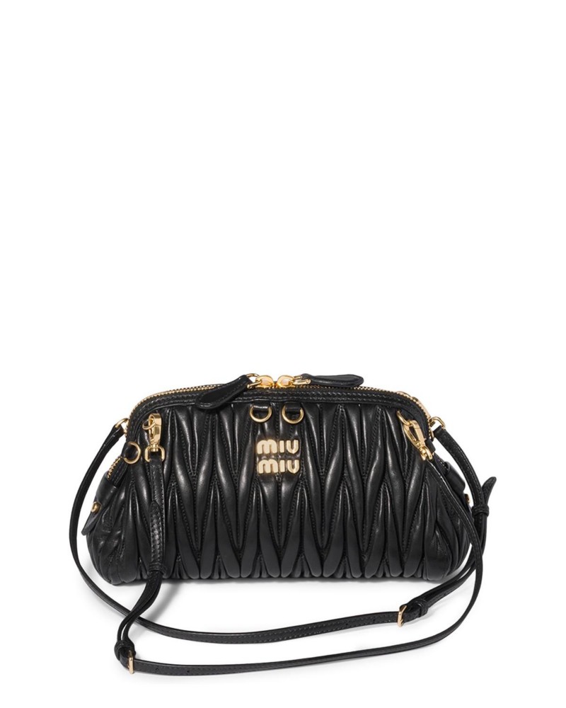 Miu Miu Caprice Matelasse Nappa Leather Clutch in Black