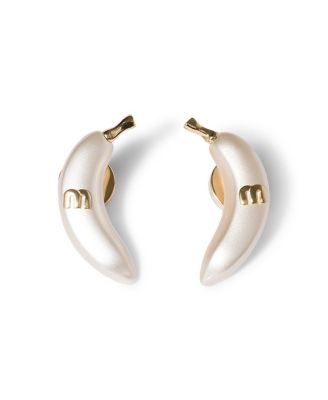Miu Miu Metal Earrings, Gold/cream