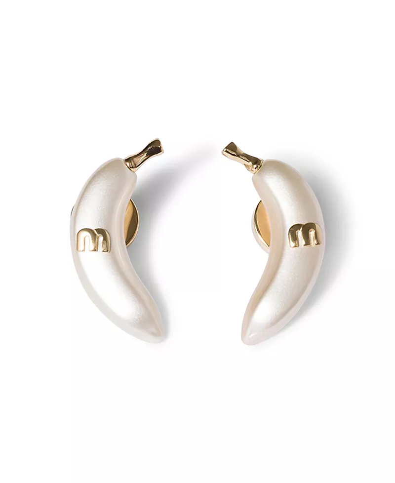 Miu Miu Metal Earrings, Gold/Cream