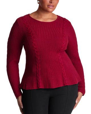 Eveline Peplum Ribbed Knit Sweater