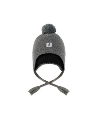  Unisex Winter Peruvian Fleece Lined Ear Flap Knit Hat with Pompom - Little Kid, Big Kid