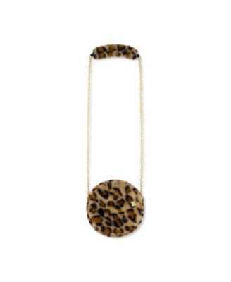  Girls' Leopard Faux Fur Chain Strap Zipper Shoulder Bag - Big Kid
