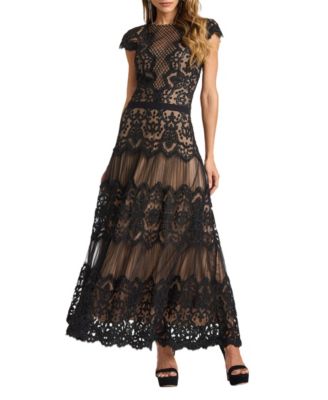  Elzy Sequin Embroidered Tea-Length Dress