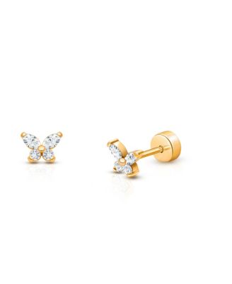 Girls' 14K on Titanium Butterfly Shimmer Earrings - Baby, Little Kid, Big Kid