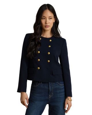 Double-Breasted Sabl&eacute; Crepe Jacket