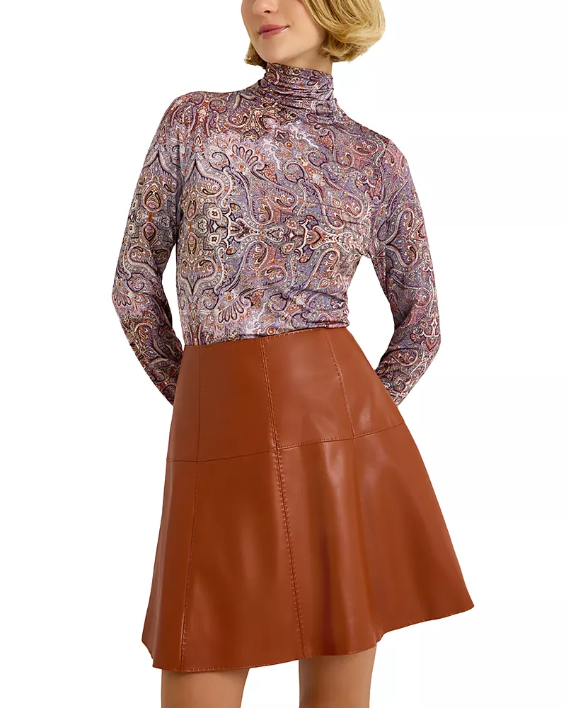 Marie Oliver Crawford Paneled Faux Leather Skirt
