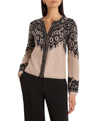 Placed Lace Print Cardigan