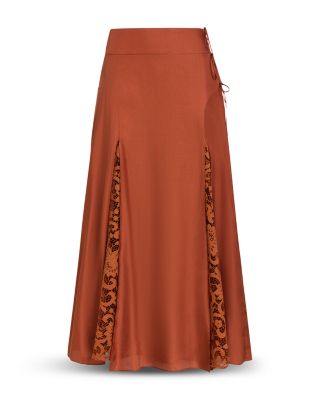 Gracen Silk & Cotton Lace Godet Skirt