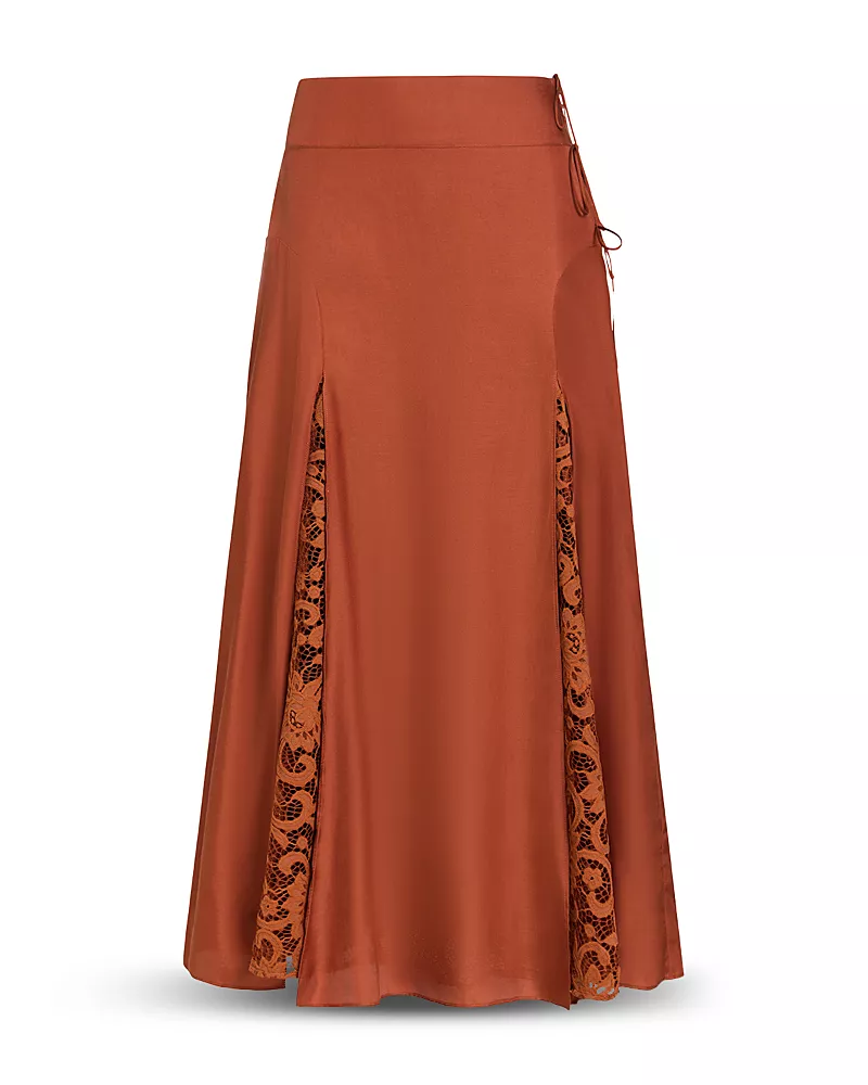 Marie Oliver Gracen Silk & Cotton Lace Godet Skirt