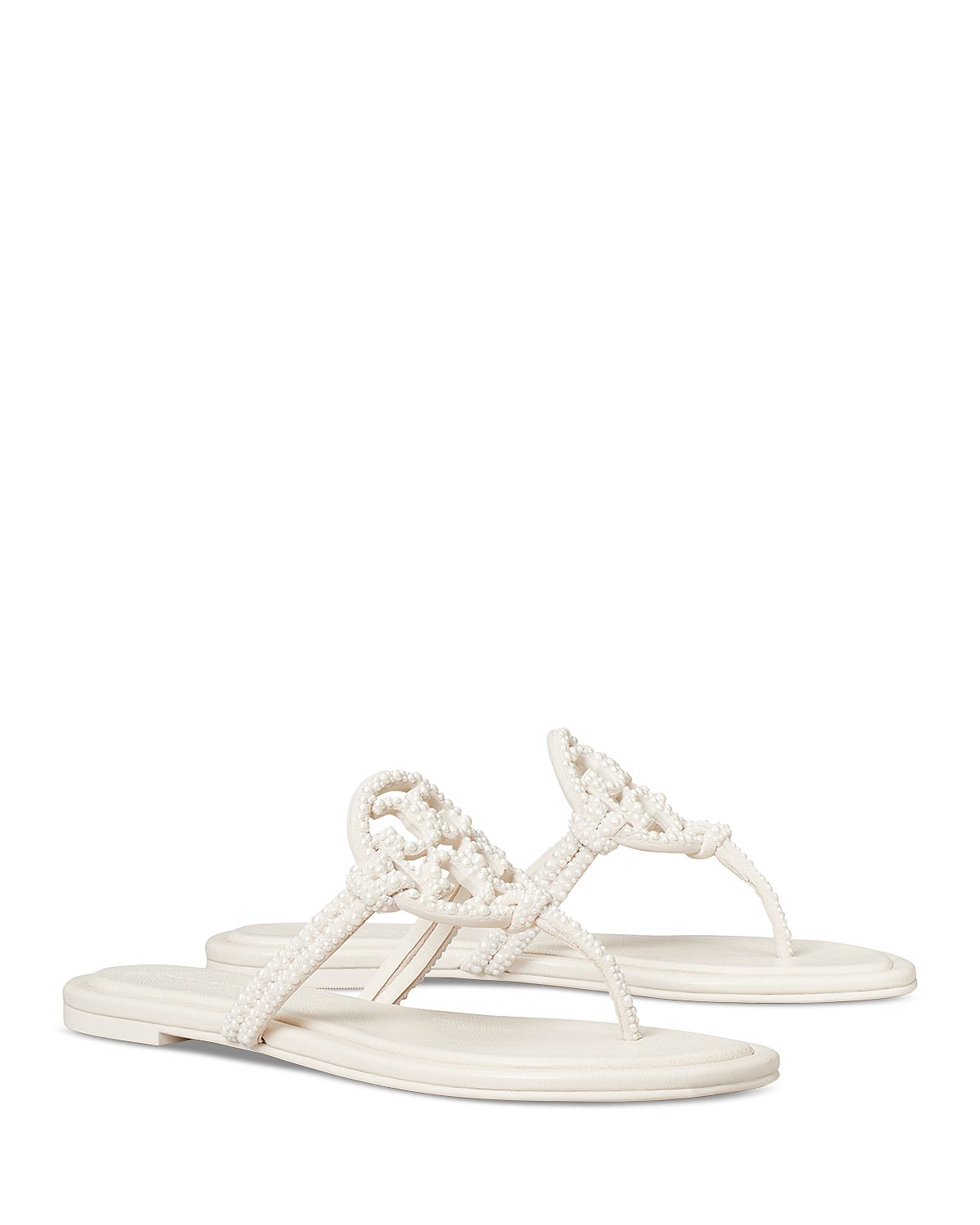 Tory Burch Women's Miller Knotted Imitation Pearl Suede Sandals