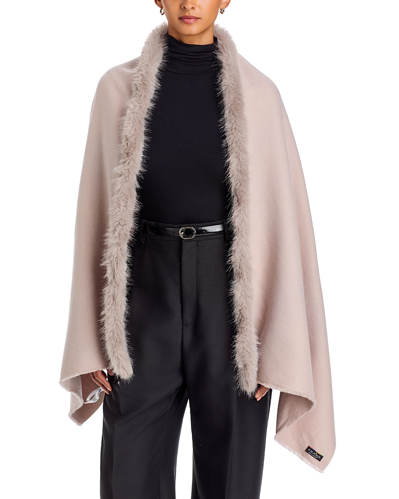 Fraas V Faux Fur Trim Wrap In Frappé