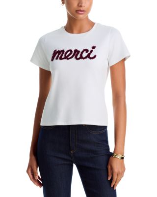 Cotton Stretch Embellished Shrunken Tee