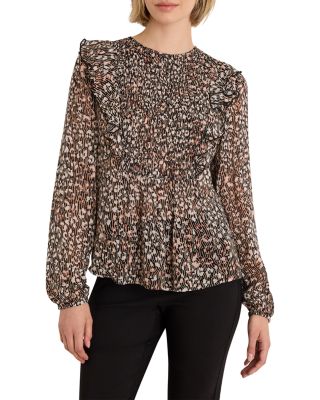 Leo Georgette Smocked Ruffled Top