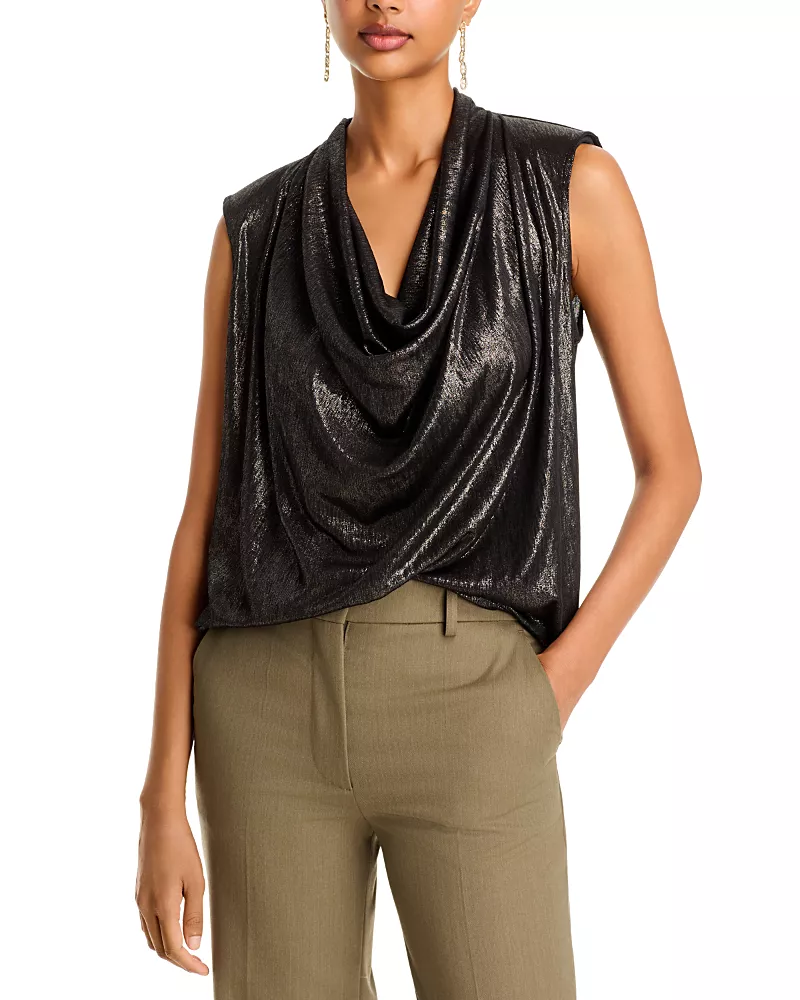 Ramy Brook Camila Draped Metallic Top