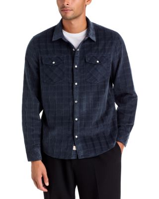 Corduroy Plaid Point Collar Pocket Shirt