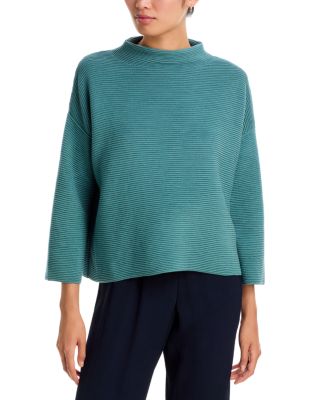 Funnel Neck Ribbed Sweater