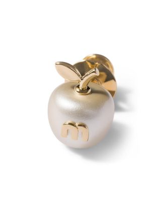 Miu Miu Metal Brooch In Gold/cream
