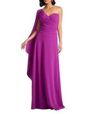  Alney Cascading Cape Sleeve Gown
