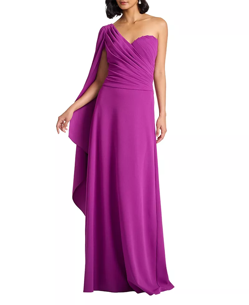 Tadashi Shoji Alney Cascading Cape Sleeve Gown