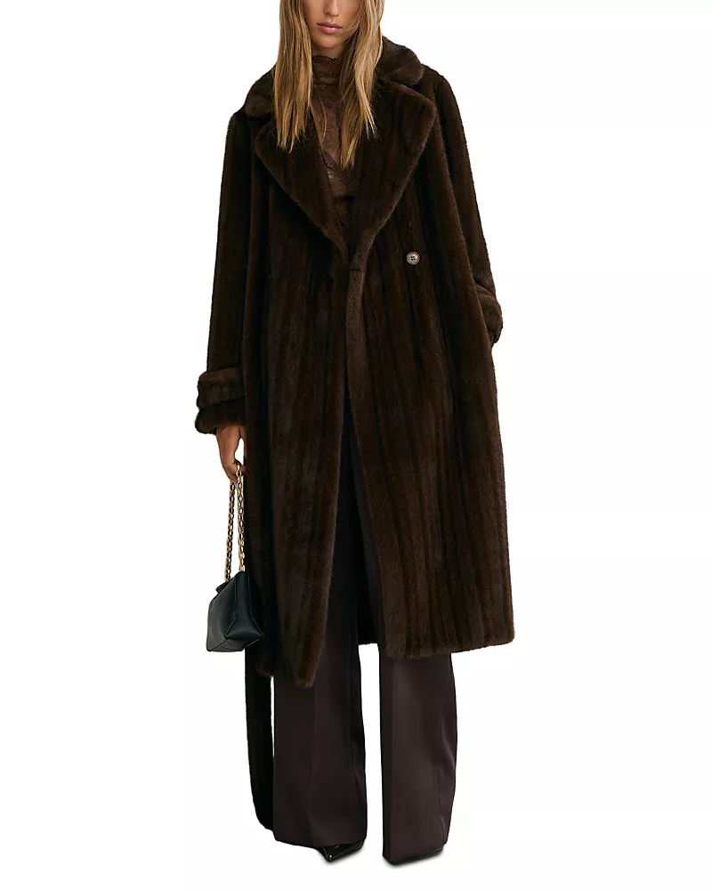 Reiss Petites Cate Double Breasted Faux Fur Coat