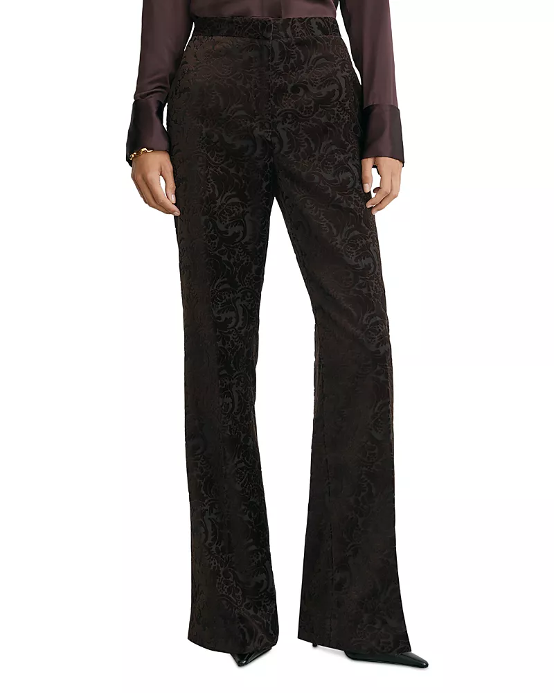 Reiss Flocked Velvet Flared Pants