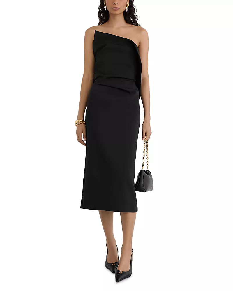 Reiss Structured Strapless Midi Dress