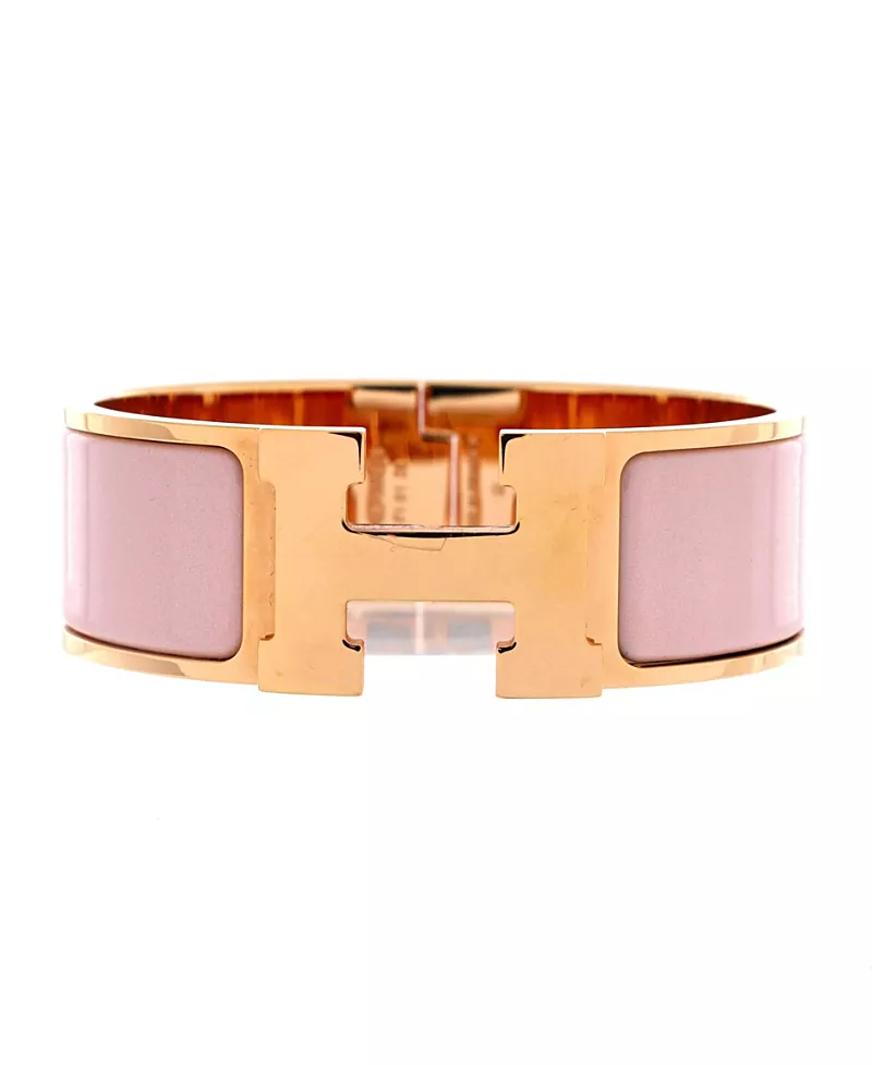 Pre-Owned HERMES Wide Clic Clac H Bracelet Metal and Enamel