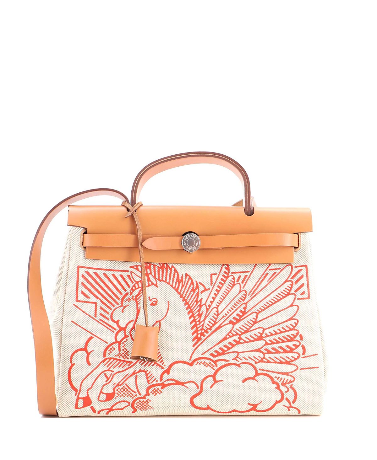 Pre-Owned HERMES 31 Herbag Zip Pegase Pop Toile and Leather
