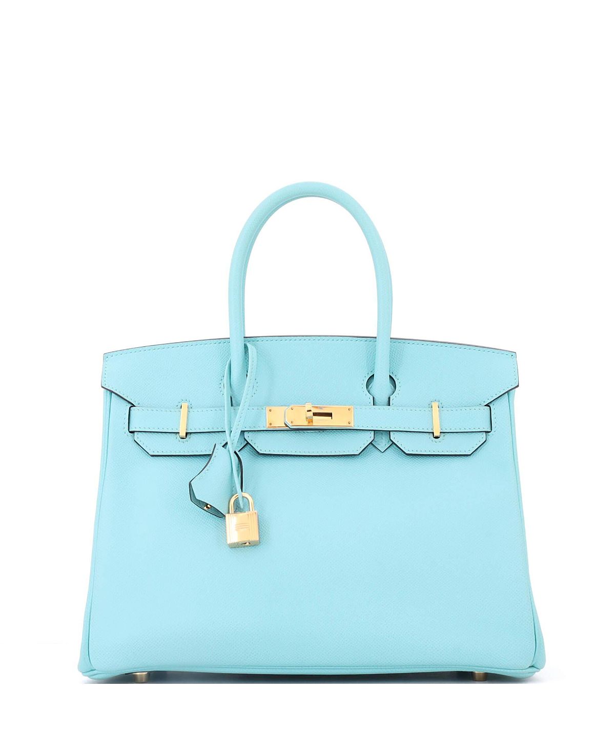Pre-Owned HERMES Birkin 30 Handbag Blue Epsom with Gold Hardware
