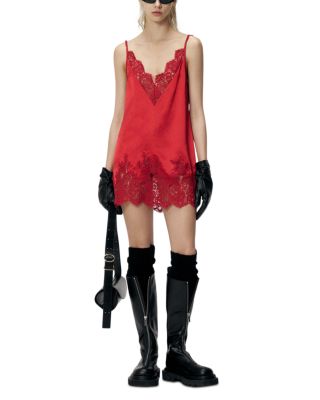 Silk Lace Trim Mini Slip Dress