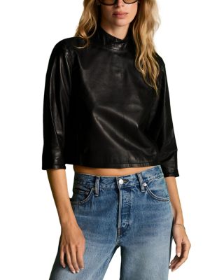 Sloane Mock Neck Leather Top