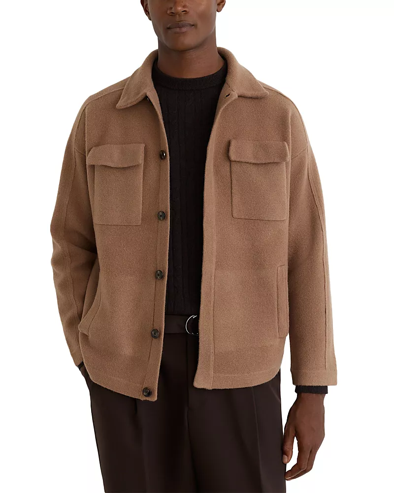 Reiss Lockwood Wool Concealed Placket Overshirt