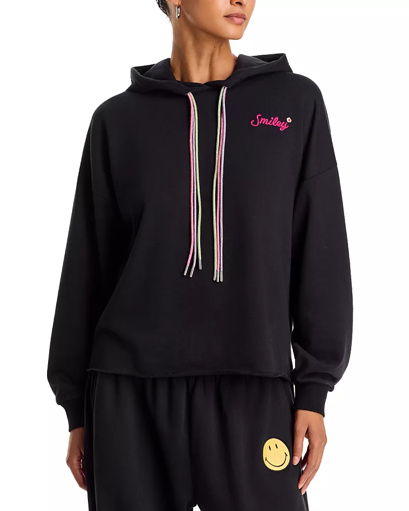 Aqua Smiley Embroidered Hoodie - Exclusive