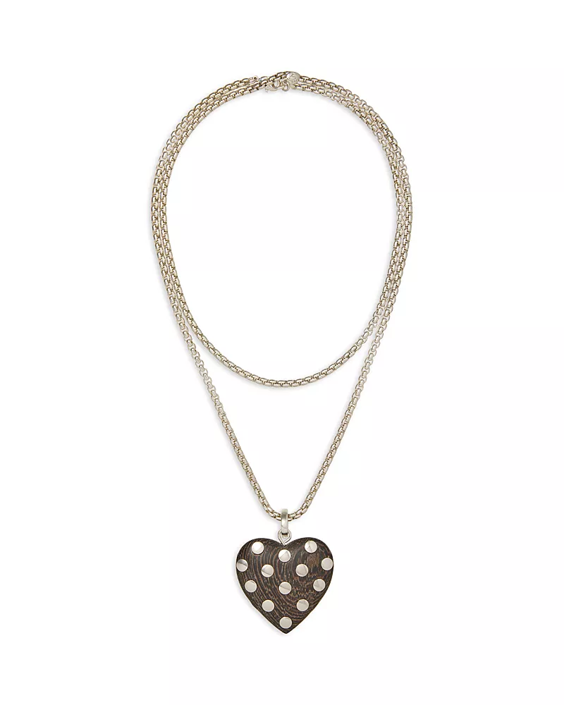 Roxanne Assoulin The Studded Wood Heart Layered Pendant Necklace, 32
