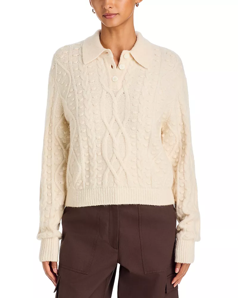 Toccin Lisa Cable Knit Polo Sweater