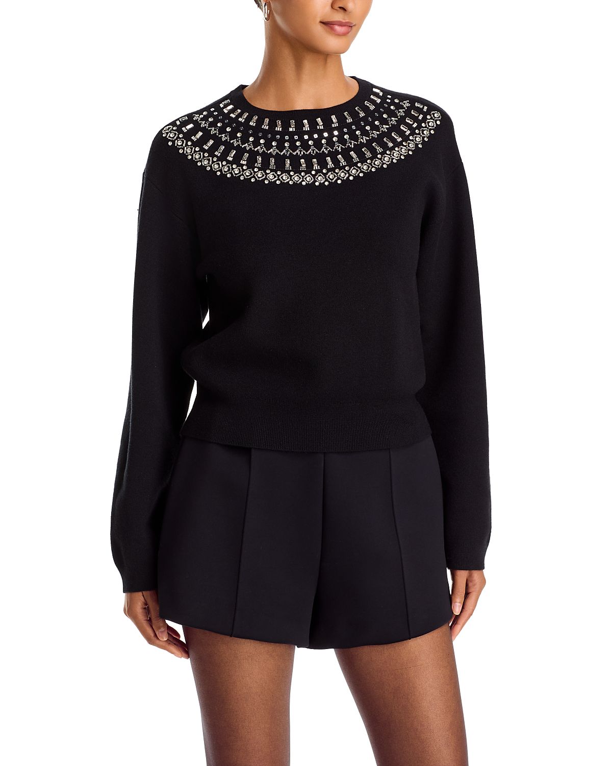 Aqua Jeweled Crewneck Sweater - Exclusive
