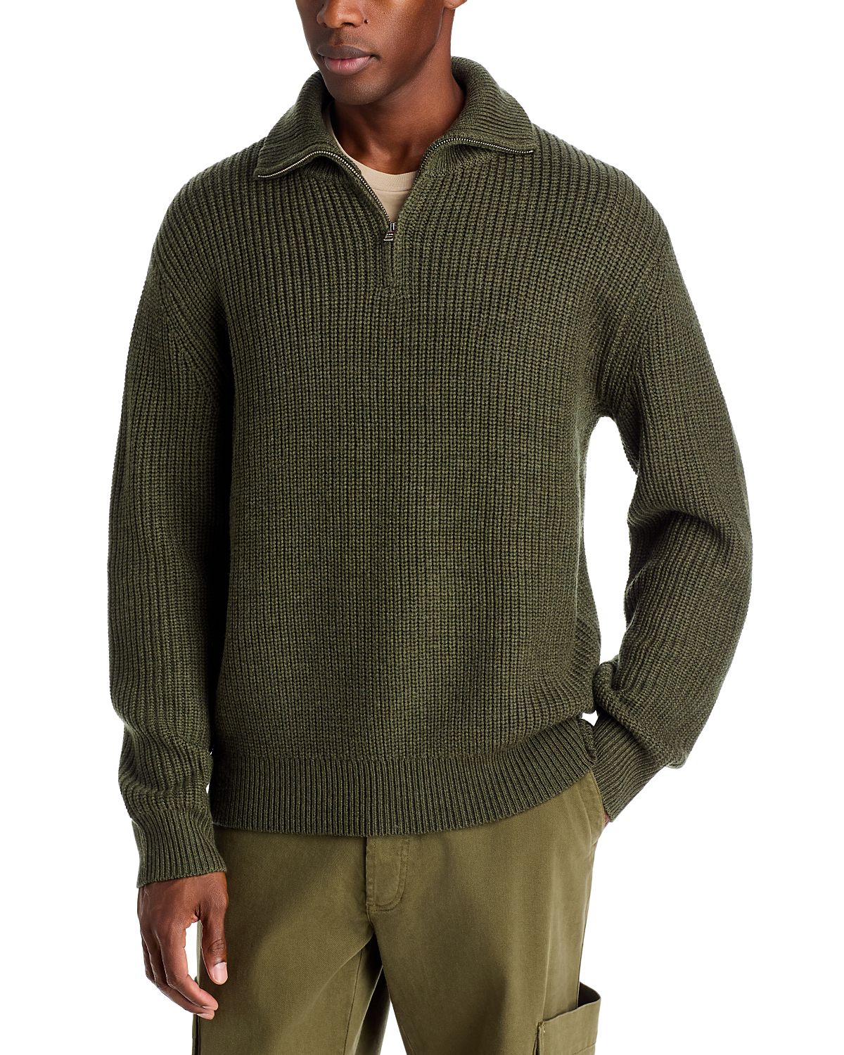 A. p.c. Rib Knit Quarter Zip Sweater