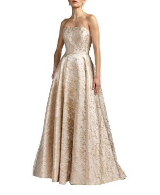 Mac Duggal Strapless Metallic Brocade Ball Gown