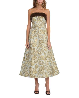 Kennedy Faux Fur Trim Midi Dress