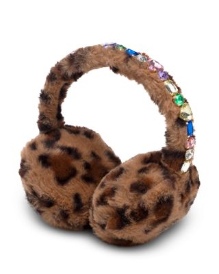 Girls' Jungle Leopard Faux Fur Jeweled Ear Muffs - Ages 3+