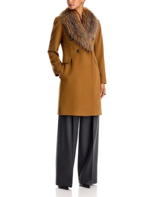 Wool Faux Fur Trim Coat