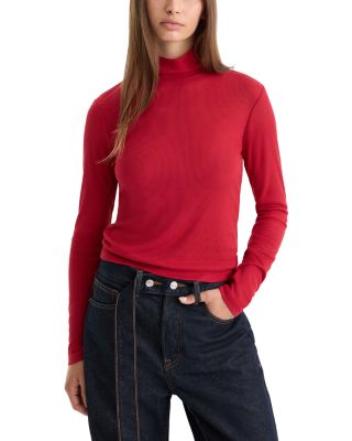 The Sheer Rib Knit Turtleneck Top