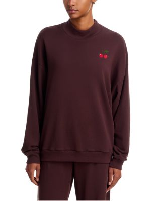 Nola Red Cherry Mock Neck Cotton Sweatshirt - Exclusive
