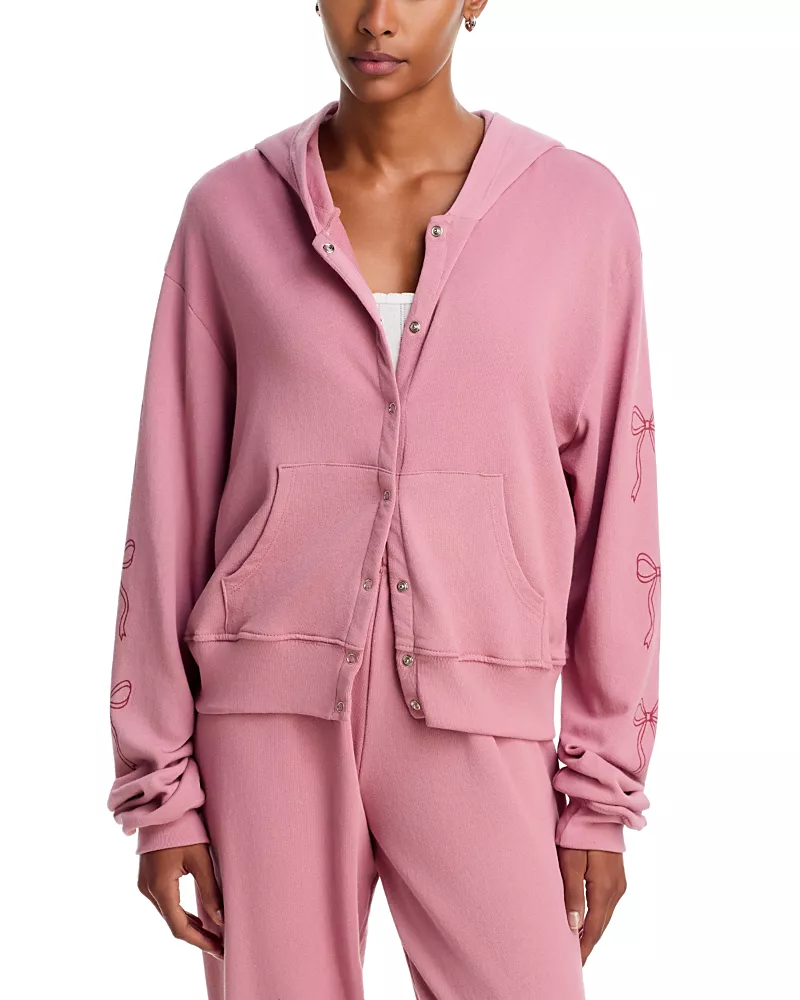 Aqua Sadie Stringy Bows Cotton Snap Hoodie Exclusive